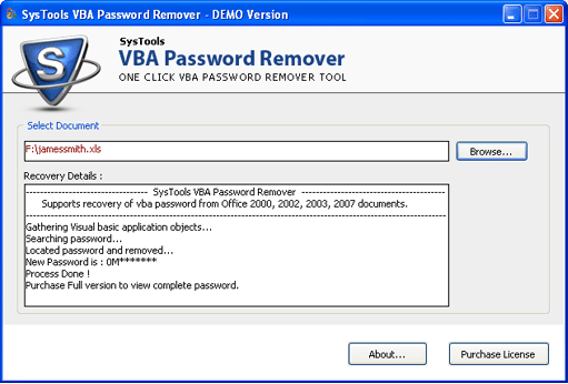 Screenshot of MS Access VBA Password Recovery MS Access VBA Password Recovery screenshot