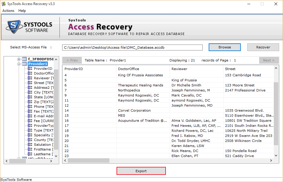 export options